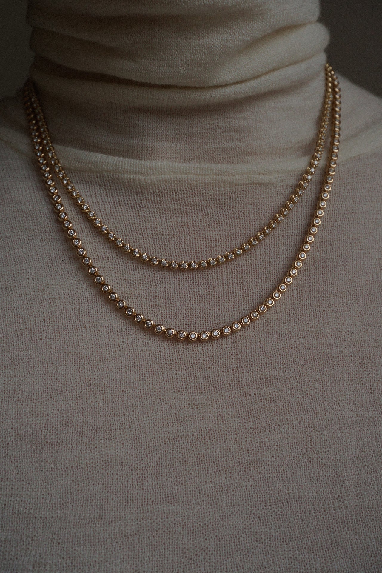 Bezel-set 3/4 Tennis Necklace