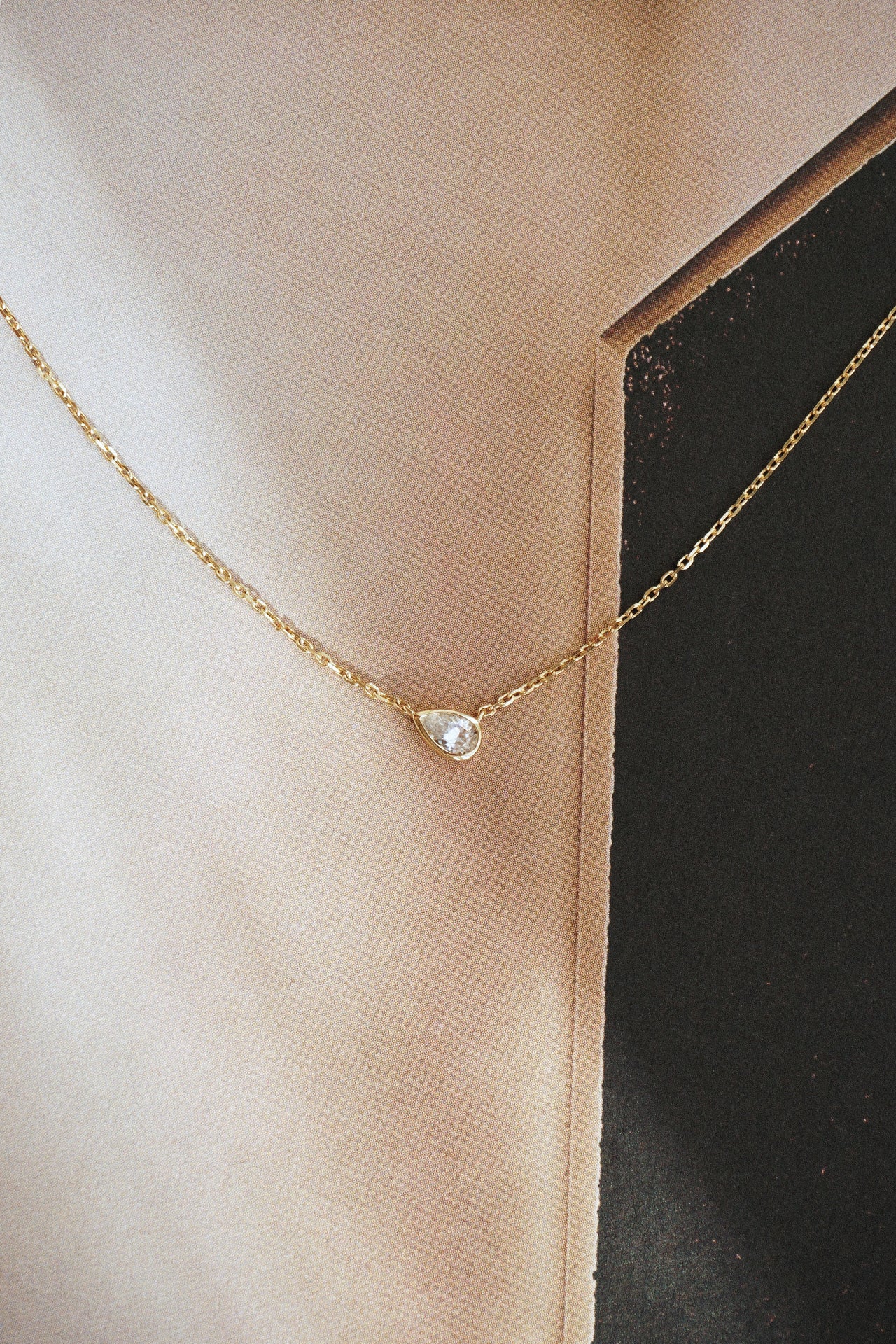 Pear Diamond Bezel Necklace