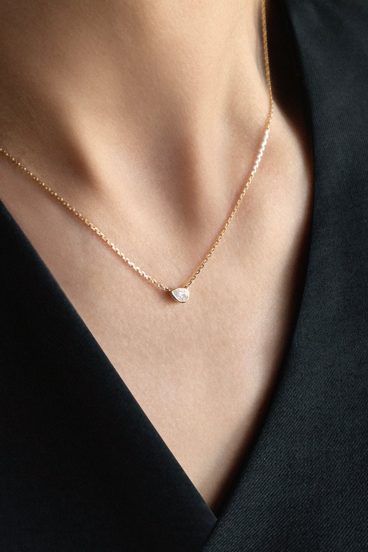 Pear Diamond Bezel Necklace