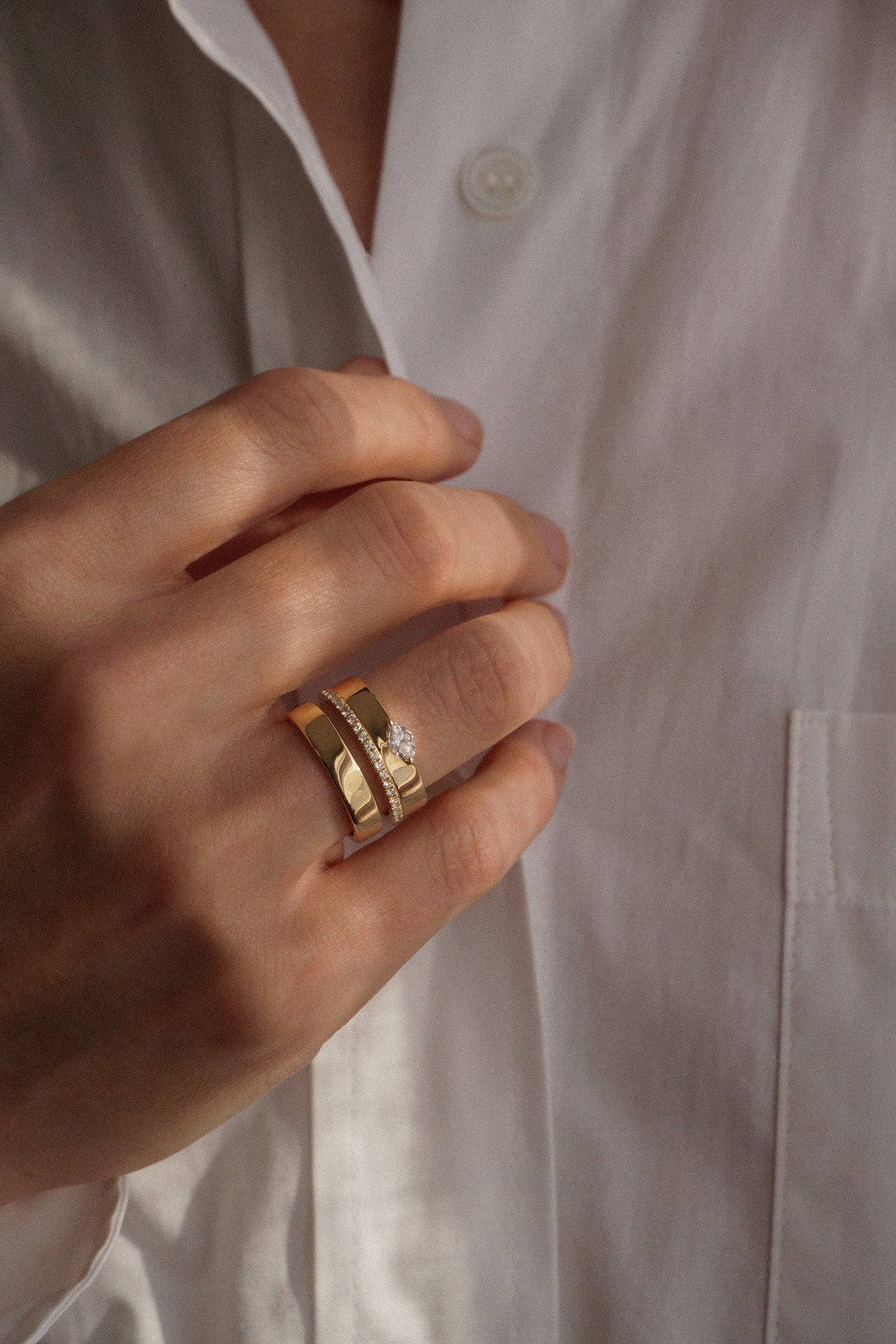 Marquise Diamond Edge Ring