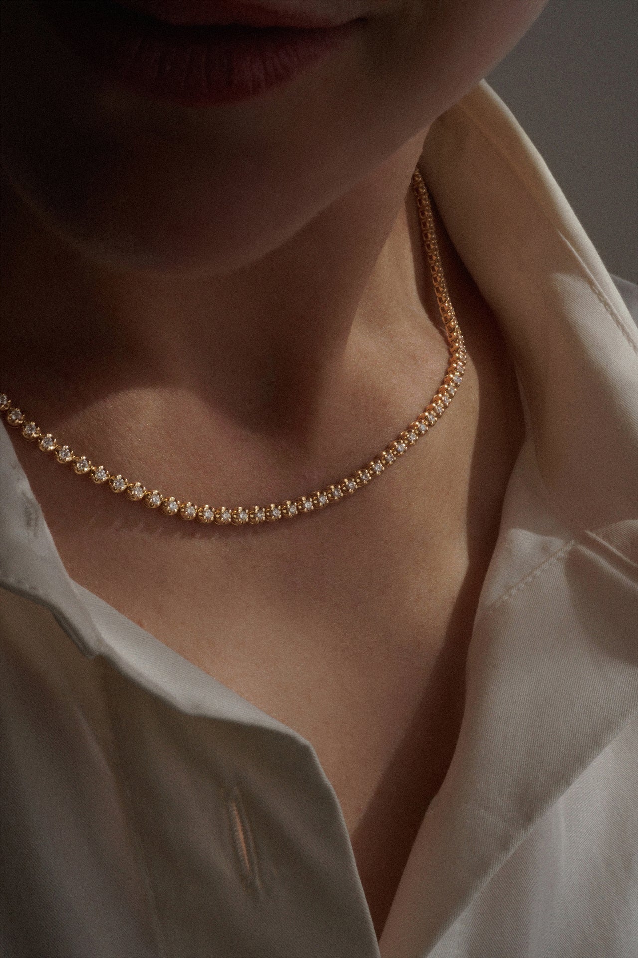 Crown-set 3/4 Tennis Necklace