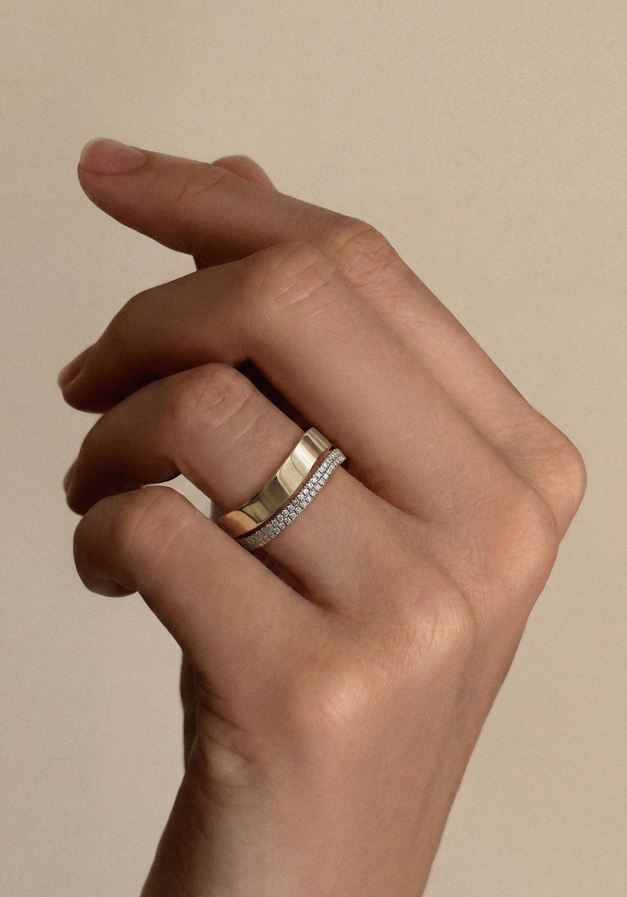 Double Wave Diamond Ring