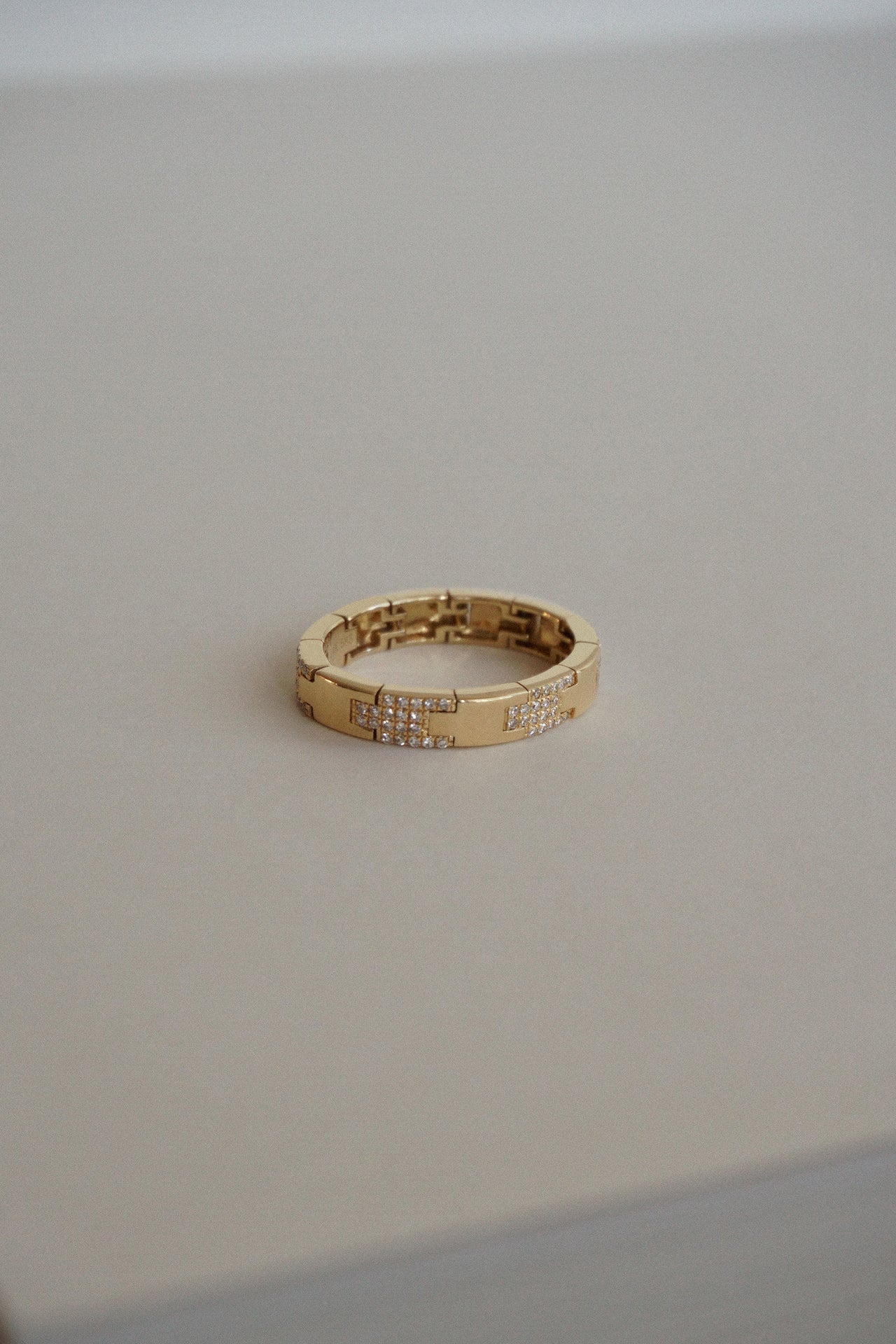 Houndstooth Diamond Link Ring