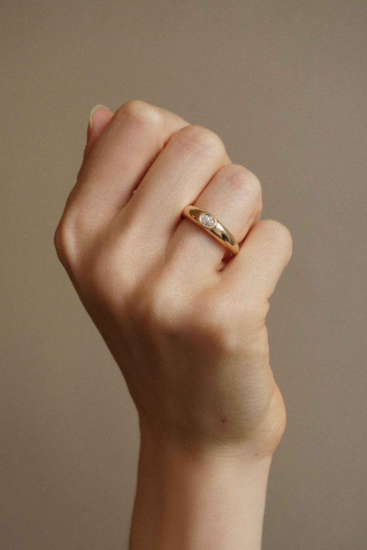 Oval Diamond Dome Ring