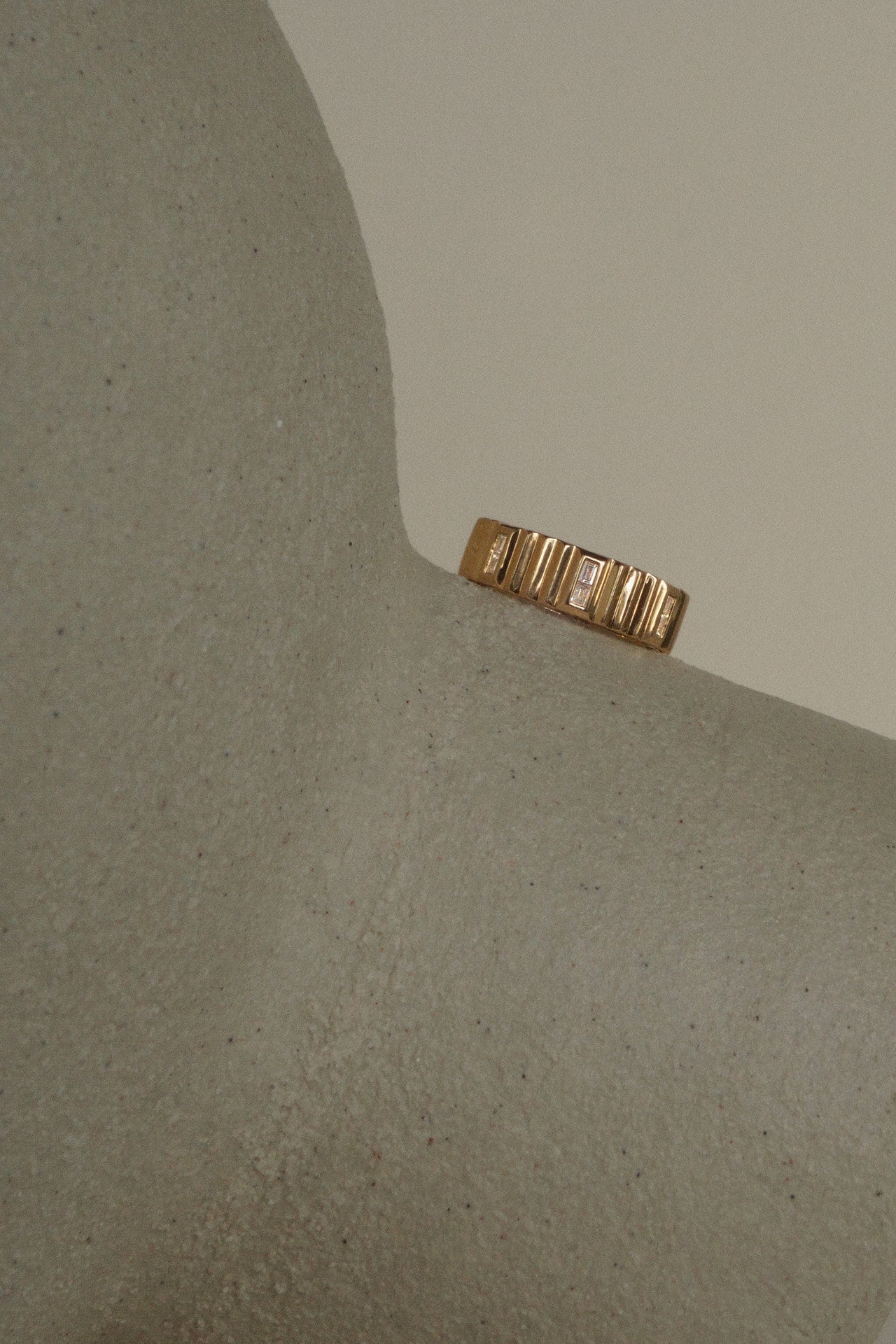 Ridged Baguette Diamond Ring