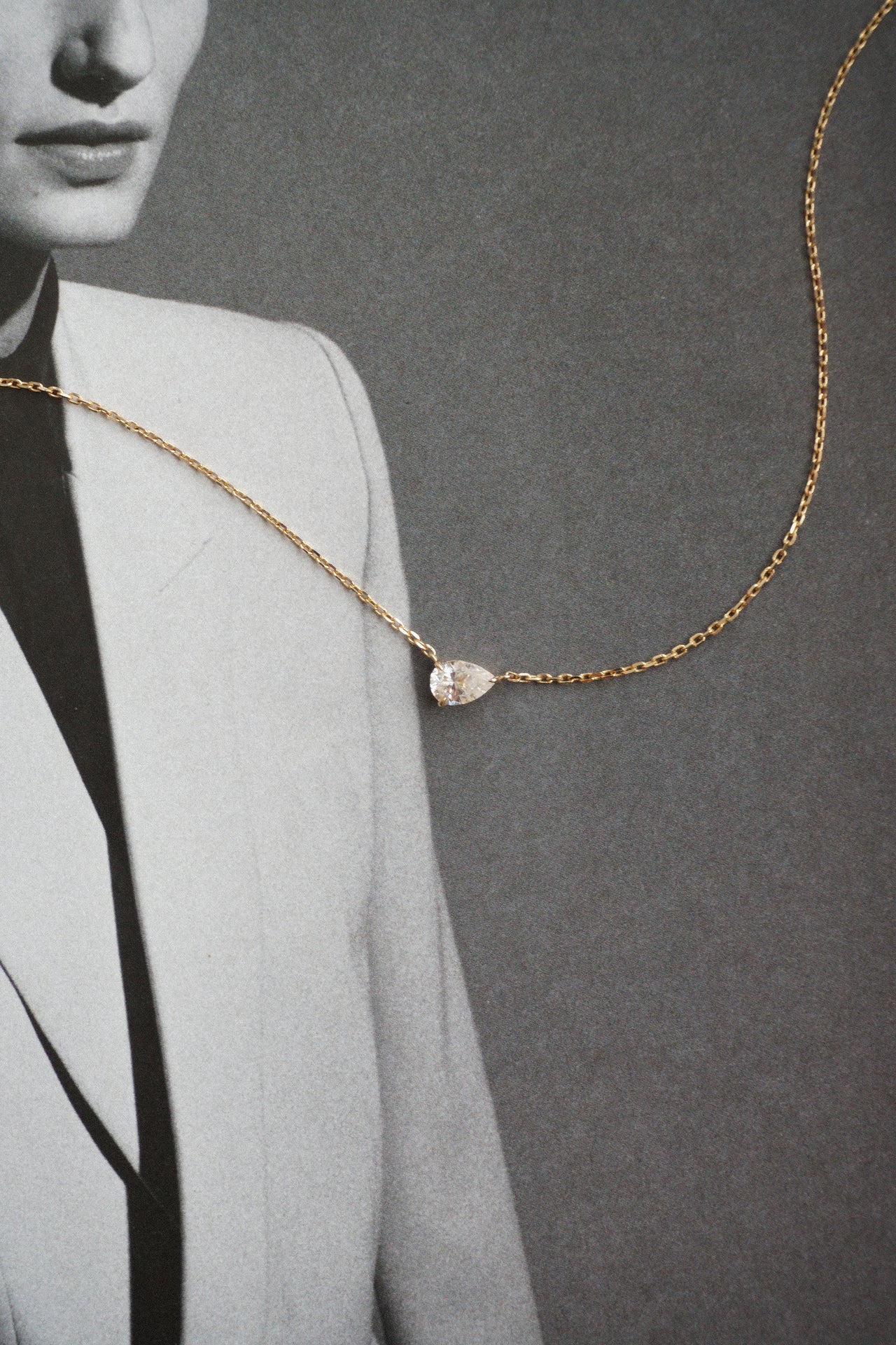 Pear Diamond Solitaire Necklace