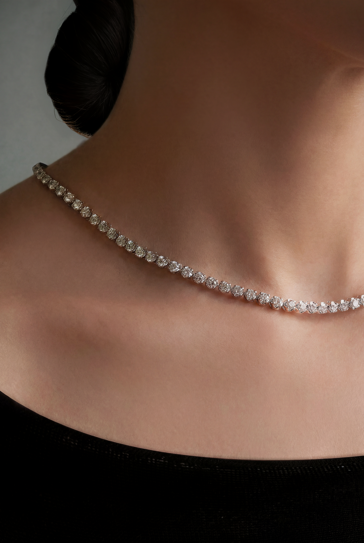 Crown-set 3/4 Tennis Necklace